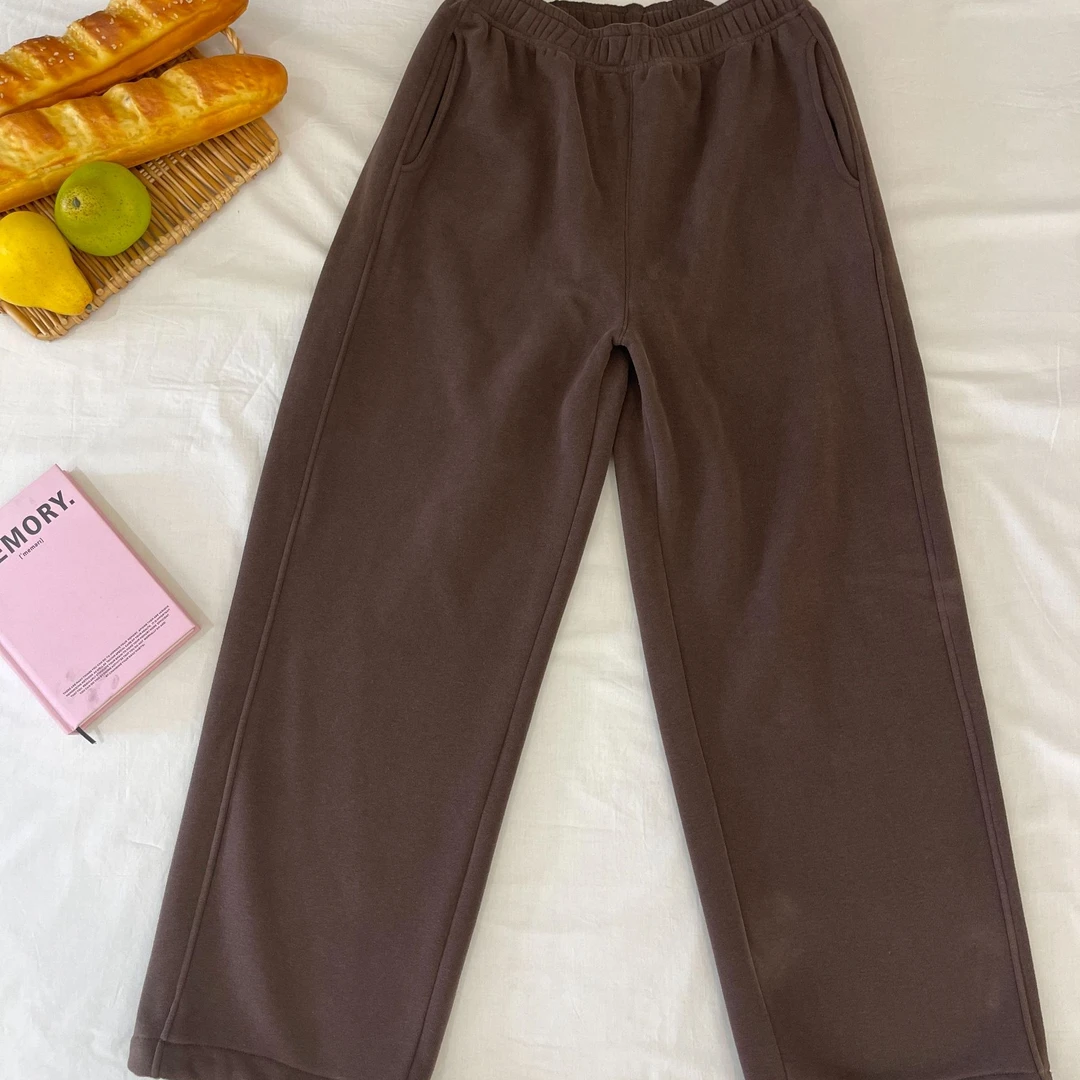 2024丘棠冬日暖心妈妈必备加绒款直筒束脚两穿裤q246266