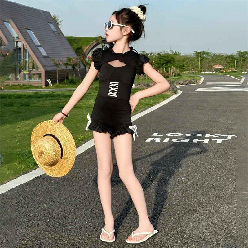 女童游泳衣温泉2024新款女孩夏季泳衣儿童大童时髦防晒泳装高级感