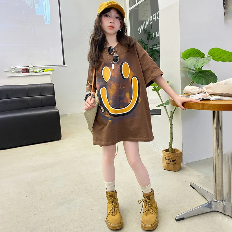 女童短袖T恤夏季2024新款大童夏装宽松衣服儿童百搭大版半袖韩版