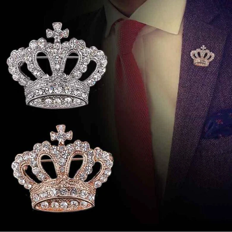 合金胸针 情侣胸针 时尚韩版水钻皇冠胸针 领针复古镶钻配饰别针