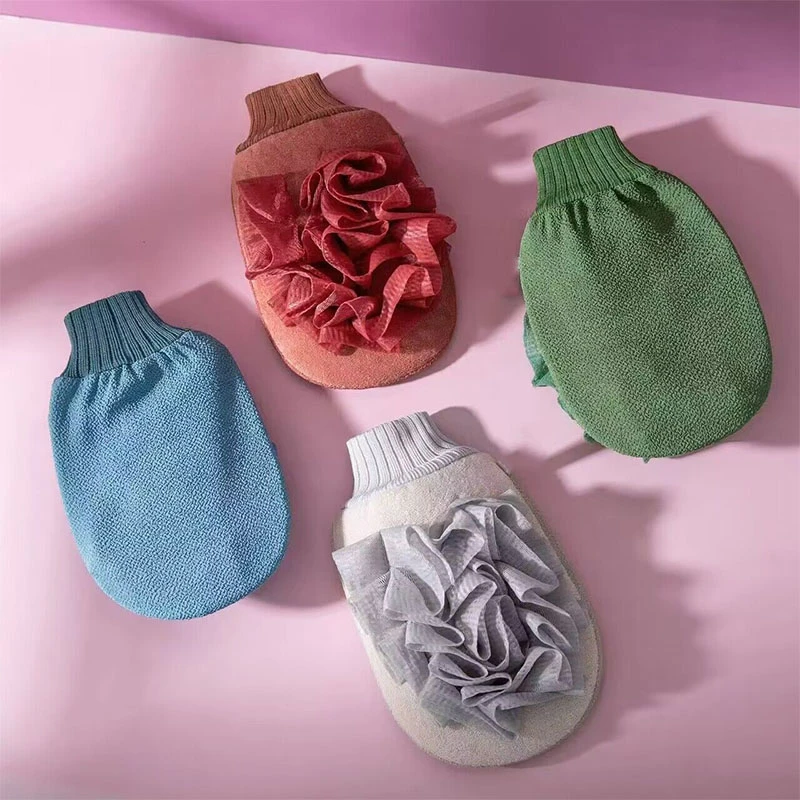 二合一双面浴花搓澡巾女士不伤肤澡巾搓背方便沐浴手套洗澡搓澡巾