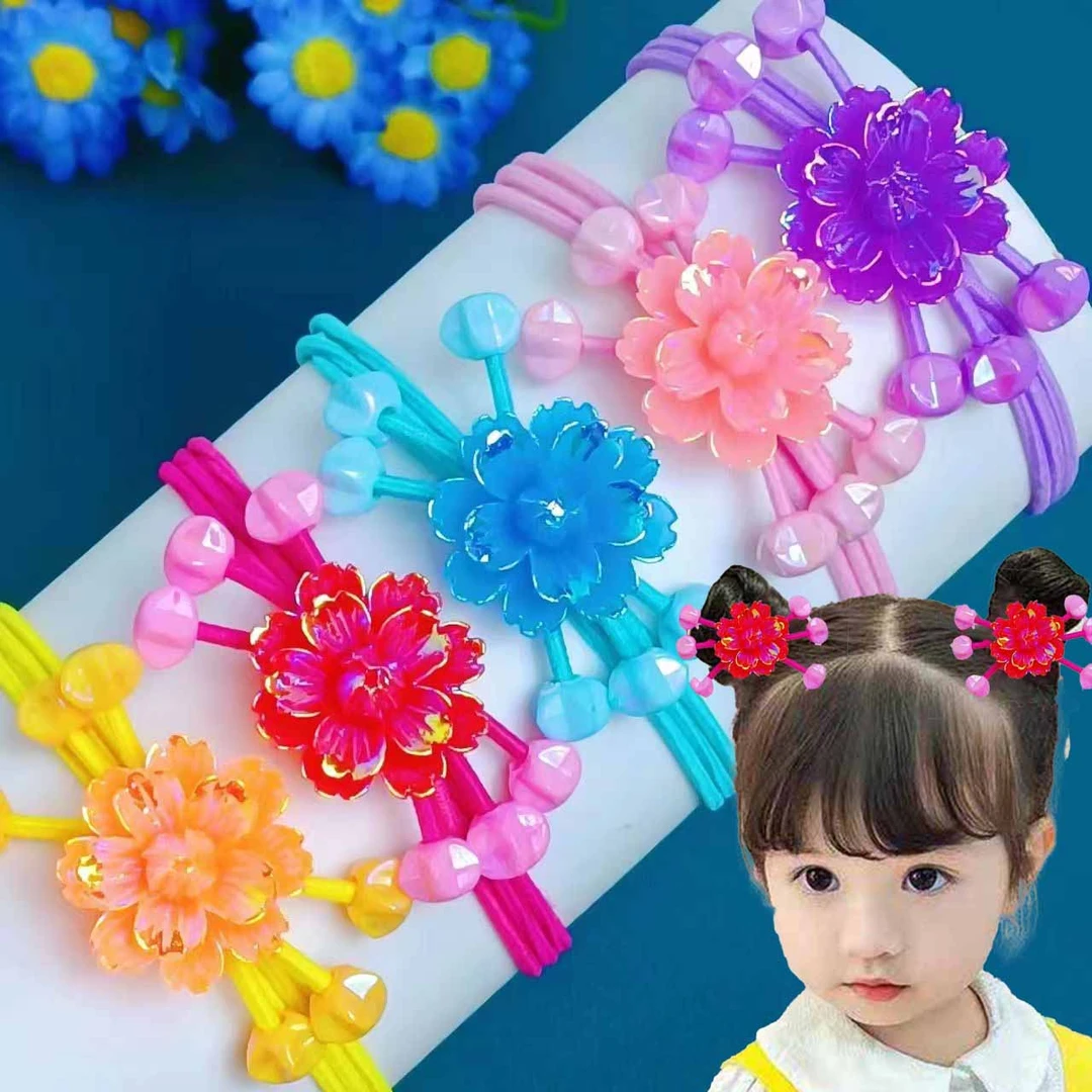 新款双层花红豆橡皮筋发绳ins高颜值成人儿童扎头发发圈加粗发绳