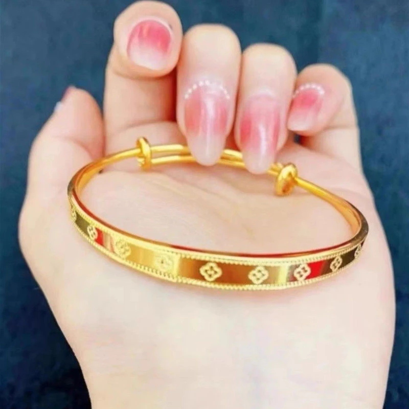 合金手镯 （ 抖音好物）气质幸运四叶草推拉设计时尚饰品