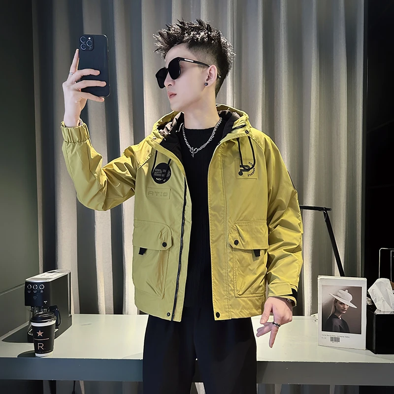 外套男款春秋季2024新款潮牌男装外衣高级感痞帅工装连帽男士夹克