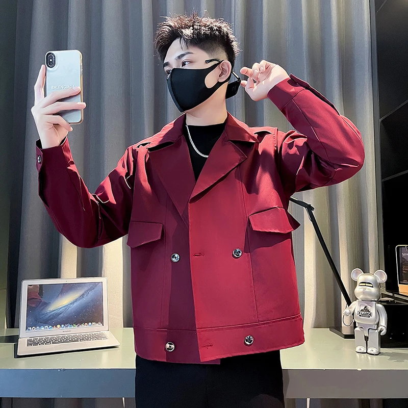 安哥拉红色外套男款春秋季2024新款网红痞帅潮牌男装上衣休闲夹克