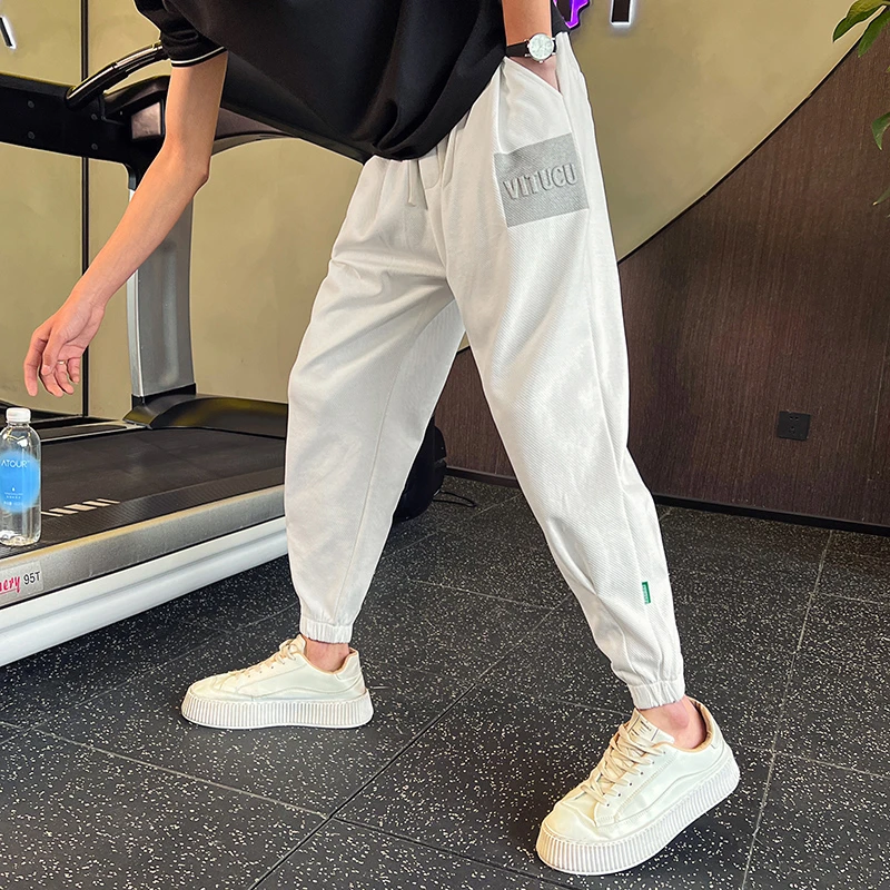 重磅卫裤男2023春夏季2023新款潮牌高端束脚运动裤男士九分休闲裤