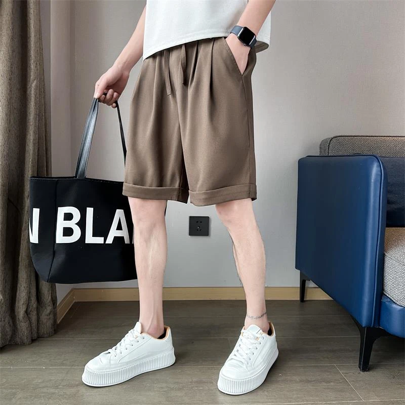 男士短裤夏季薄款2025新款痞帅潮男裤子夏天冰丝裤外穿休闲五分裤