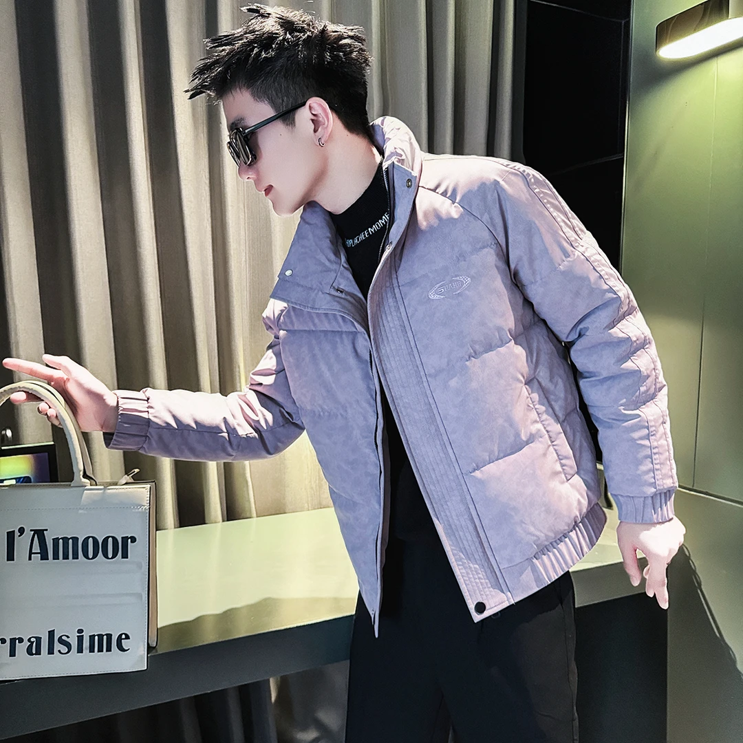 紫色棉服男款爆款2024新款立领棉衣男士冬款外套百搭男生冬季棉袄