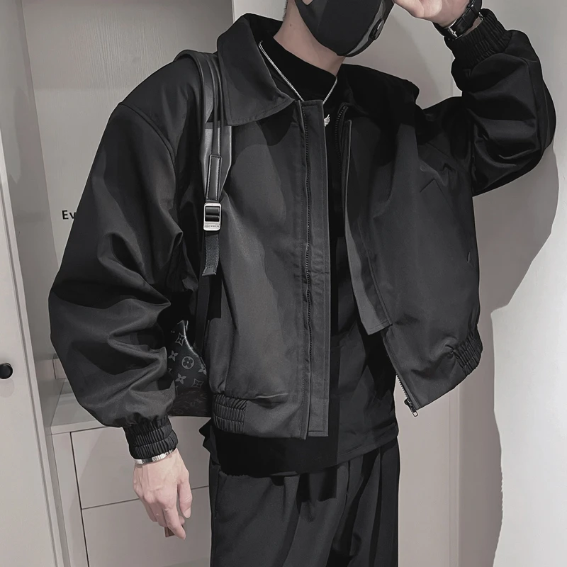 外套男春秋2023新款爆款高级感痞帅短款翻领休闲夹克潮牌男装上衣