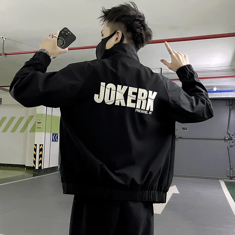 外套男款春秋季2025新款高档字母刺绣男装外衣高级感痞帅立领夹克