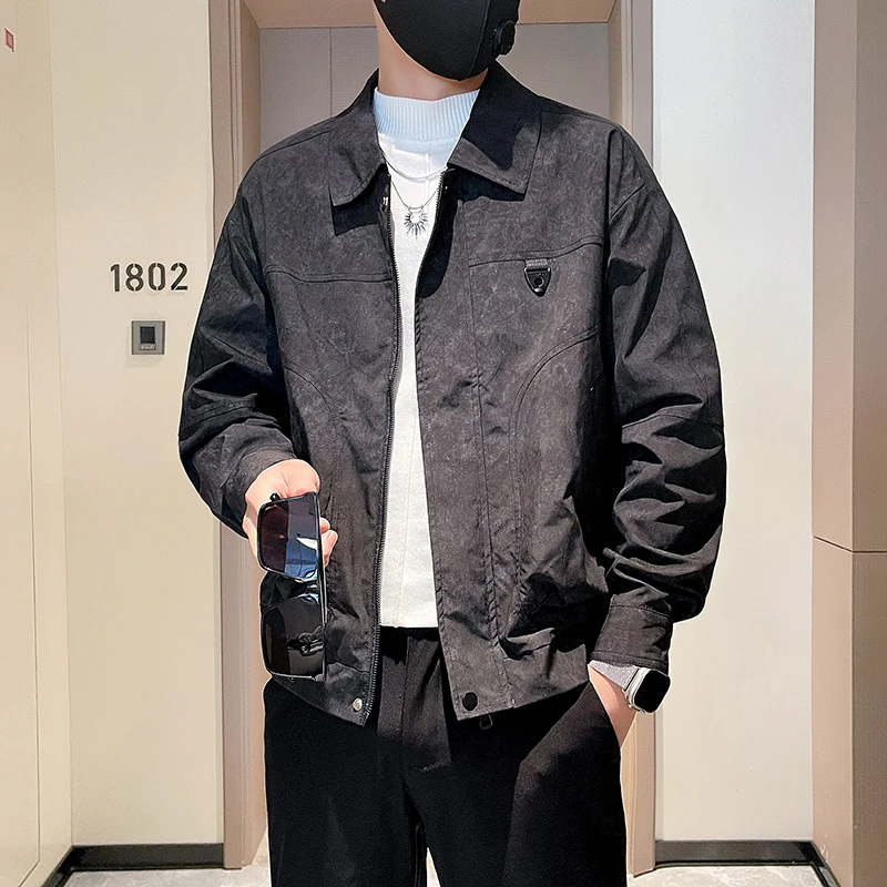 外套男款春秋2024新款爆款高级感雪花洗痞帅潮牌男装外衣休闲夹克