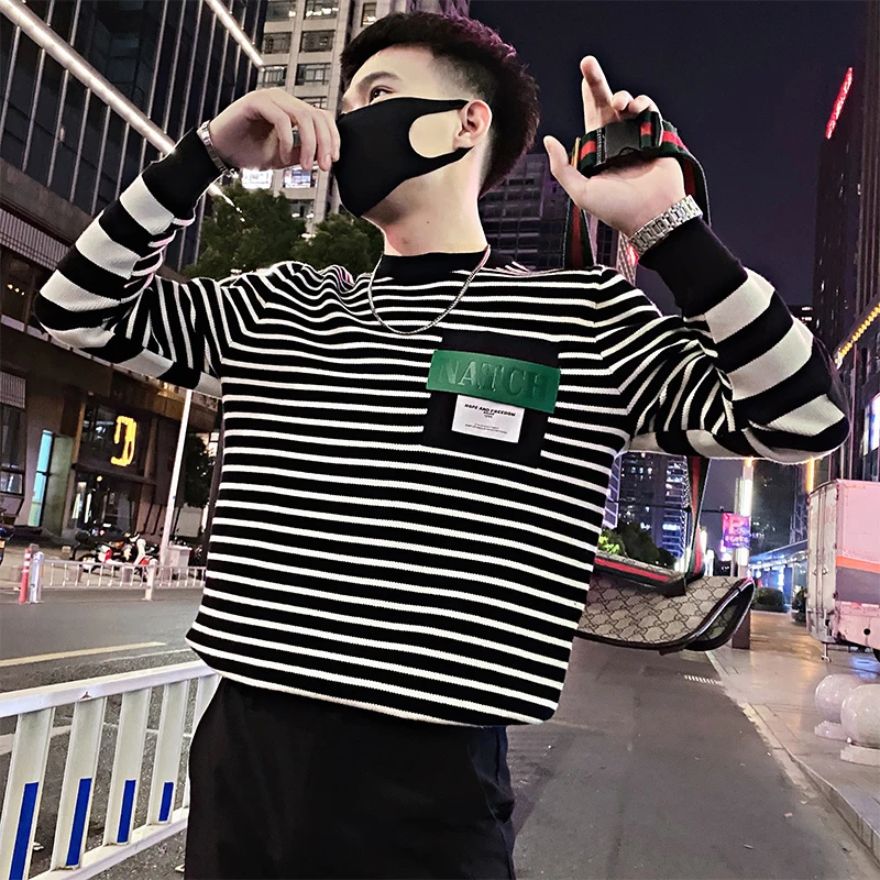 条纹毛衣男款冬季2023新款高级感痞帅潮牌长袖打底针织衫男装线衣