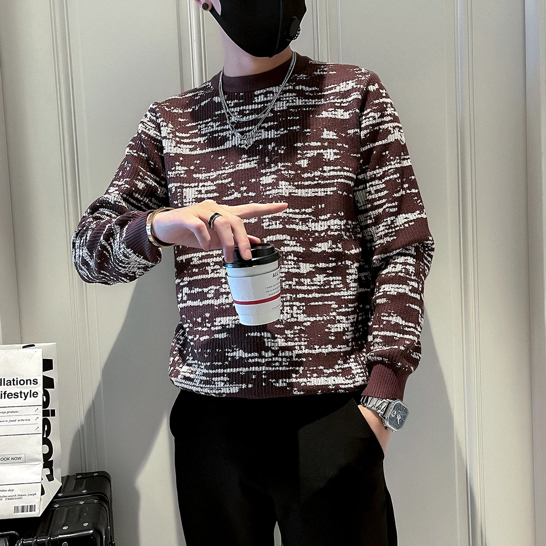 毛衣男款冬季2024新款爆款男士秋冬装拼色提花内搭长袖打底针织衫