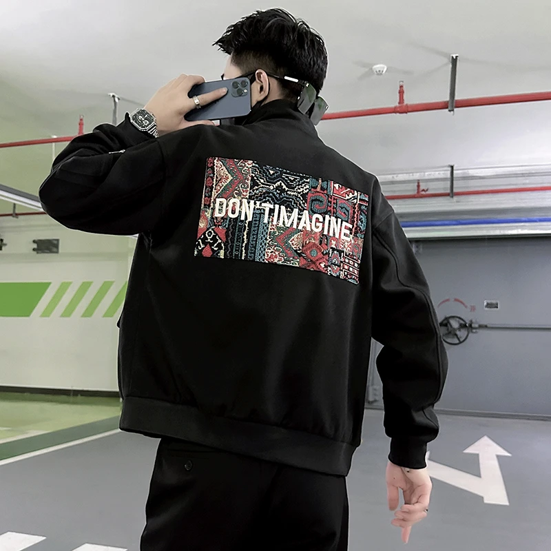 外套男春秋季2023新款爆款高档痞帅潮牌男装立领上衣百搭休闲夹克