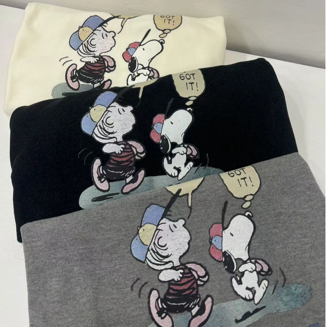 红色字母小狗厚款T恤打底长袖