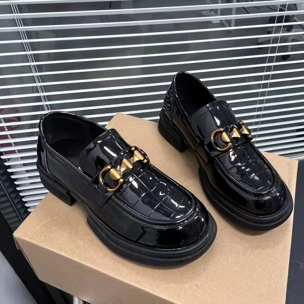 英伦风百搭带扣件一脚蹬乐福鞋 9938X88