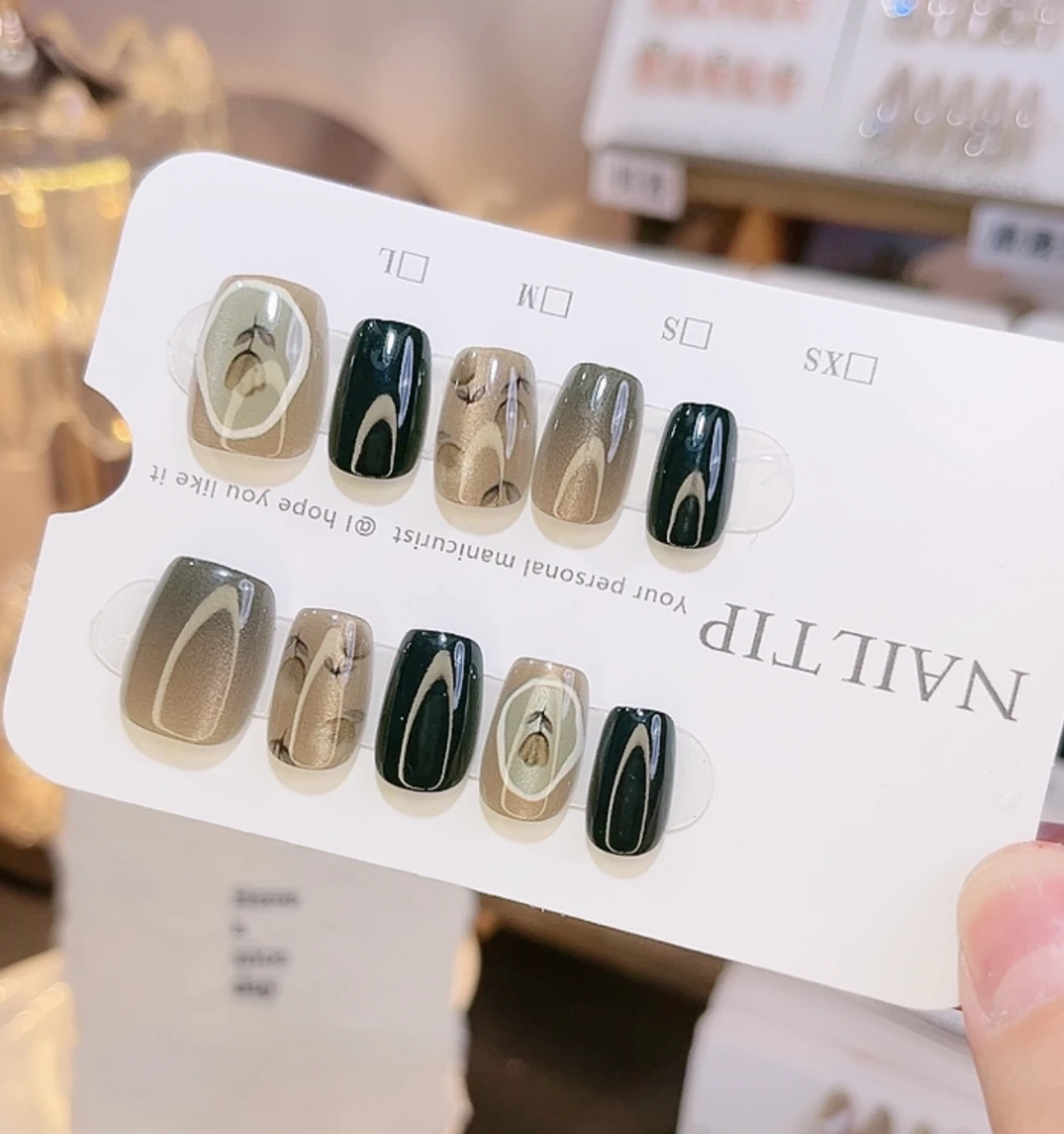 【国风玫瑰】1008号短款纯手工穿戴美甲