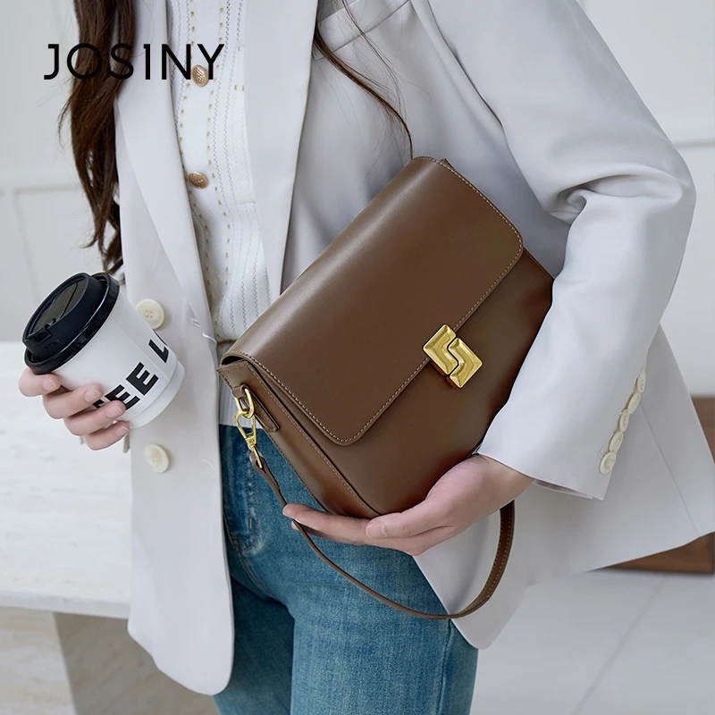 卓诗尼女士包包女2025新款轻奢斜挎包包盖式单肩包小方包百搭包包