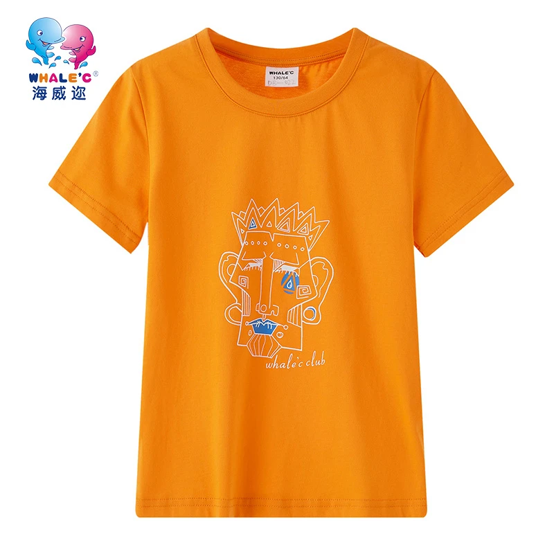 WHALE'C/海威迩男童酋长印花夏季新款儿童纯棉短袖T恤男孩休闲T恤