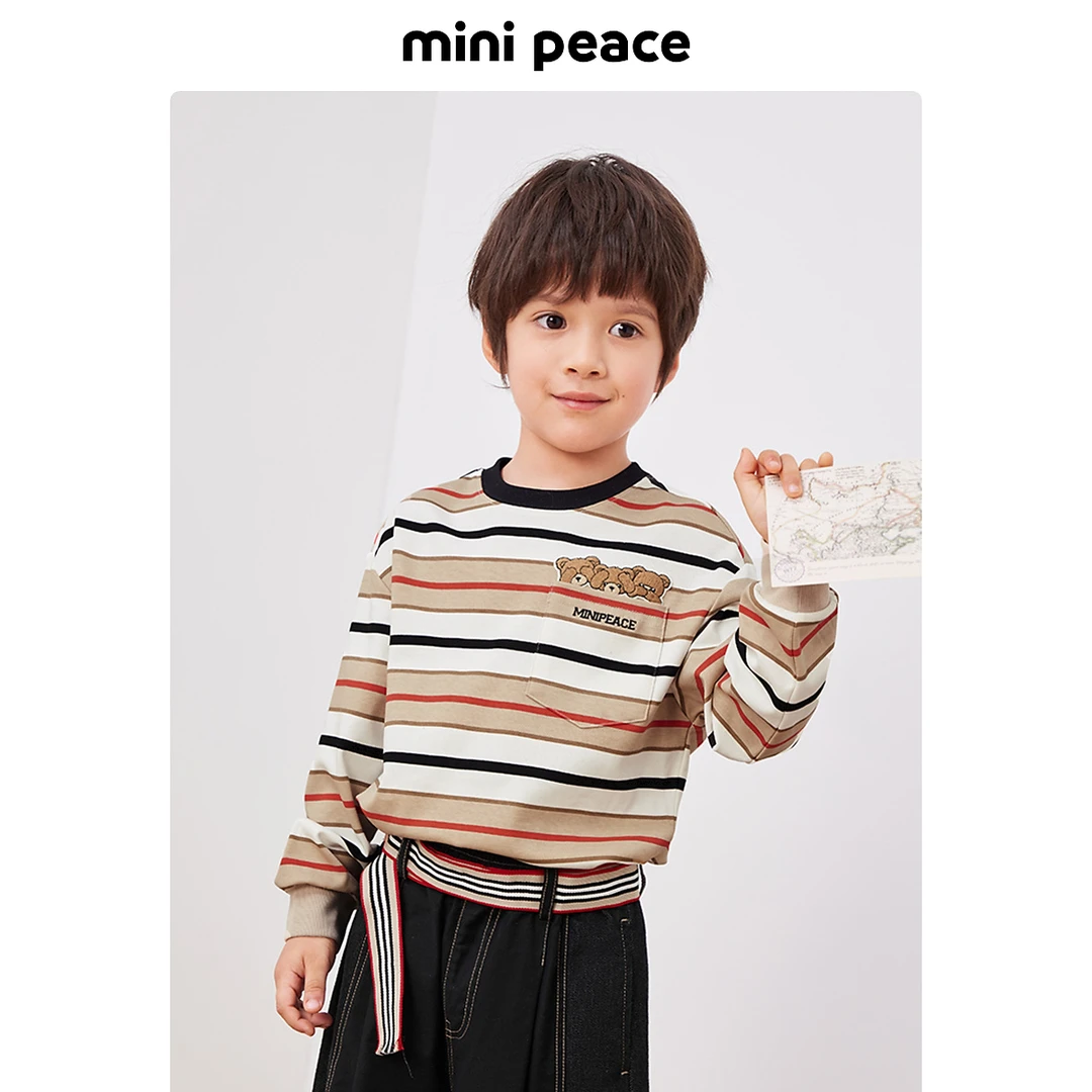 【专柜同款】MINIPEACE太平鸟童装男童条纹针织衫儿童毛衣毛衫秋