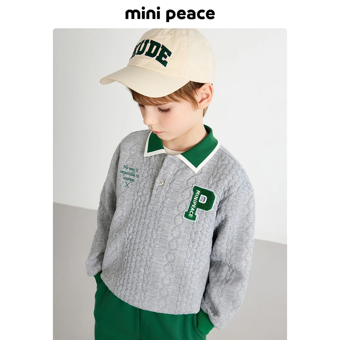 MINIPEACE太平鸟童装男童卫衣春秋款款POLO高级感秋装上衣洋气