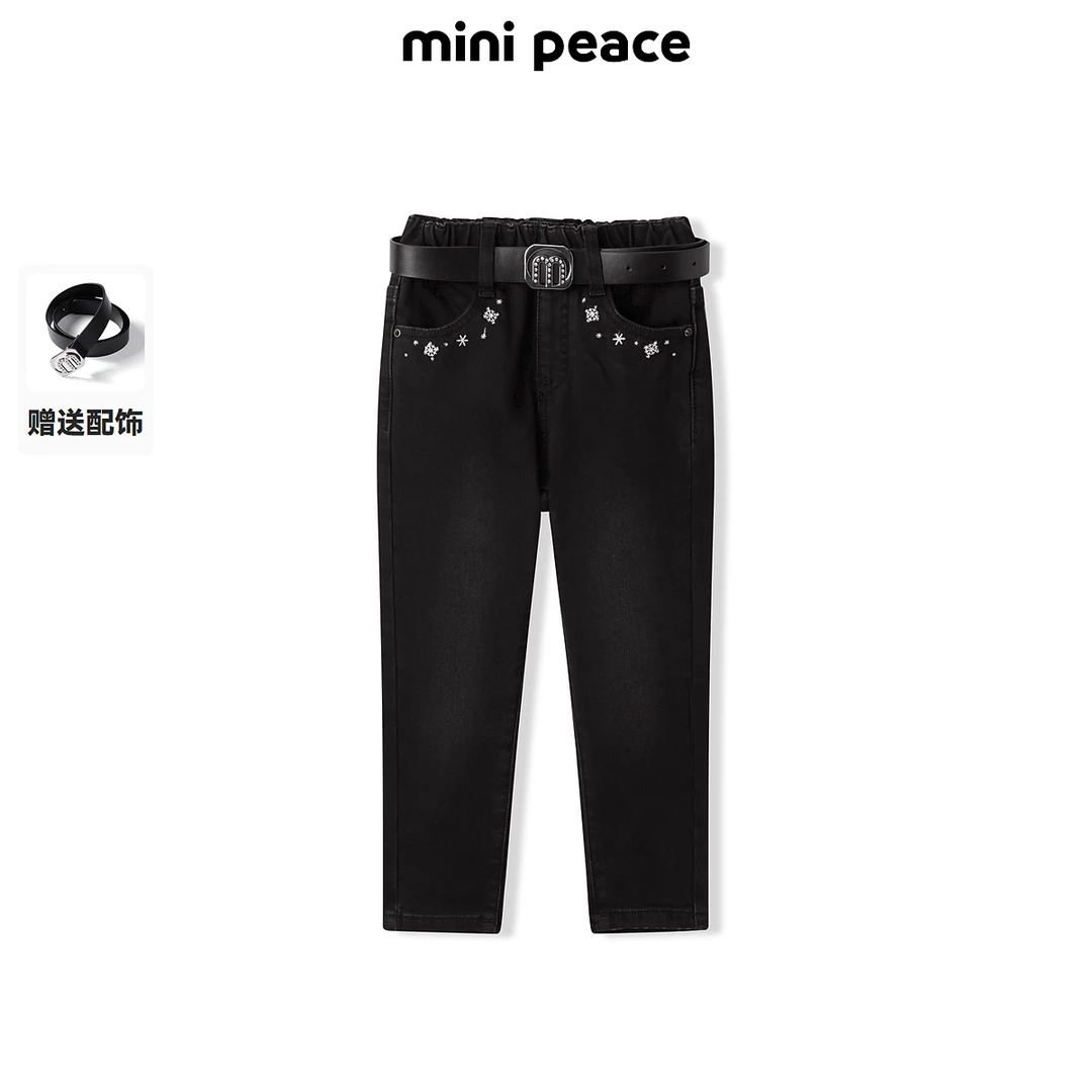 【专柜同款】MINIPEACE太平鸟童装女童裤子加绒儿童小脚裤子冬季