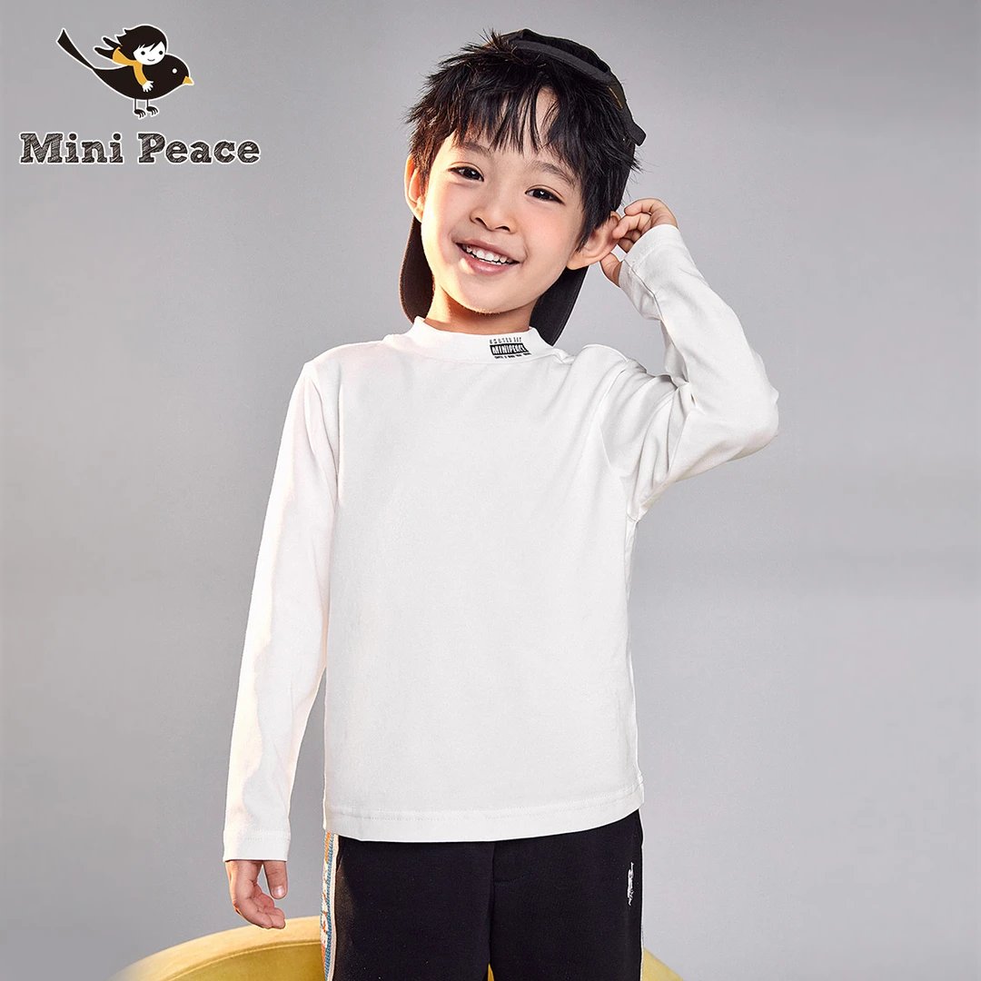 minipeace太平鸟童装男童打底T恤儿童纯色基础上衣秋冬新款好穿