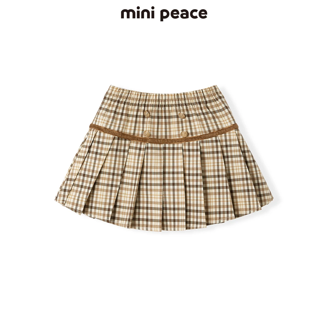 minipeace太平鸟童装秋季儿童短裙洋气格纹女童半身裙