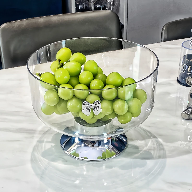 【庄子然】2023新款高脚果盘轻奢透明高颜值家用客厅茶几摆放糖果