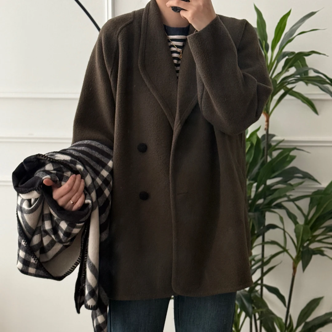 美亚恩NANA【暖绒翻领大衣】经典不过时！老钱风宽松毛呢外套C0012