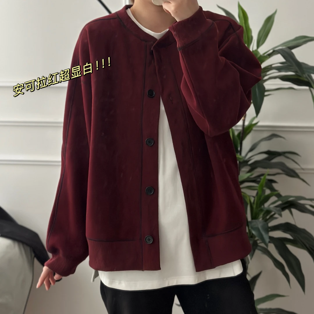 美亚恩NANA秋冬慵懒风明线加绒棒球服上衣外套百搭时尚A0930