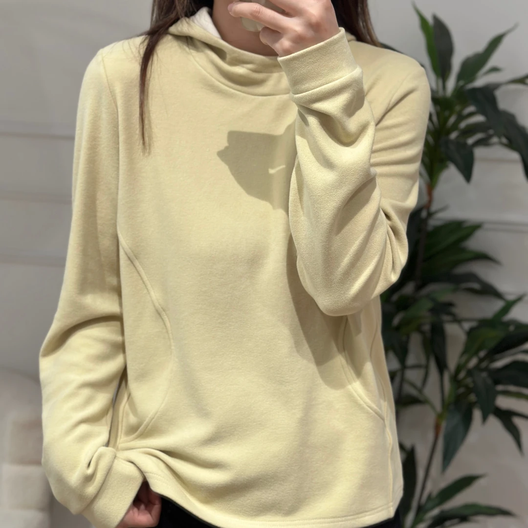 美亚恩NANA秋冬德绒小众立领软糯鱼骨磨毛连帽卫衣通勤百搭A0961