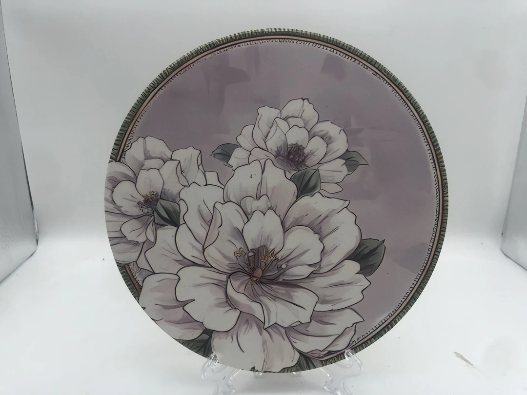 20CM山茶花手工复古手绘花纹陶瓷隔热垫锅垫两片装欧式圆盘杯垫