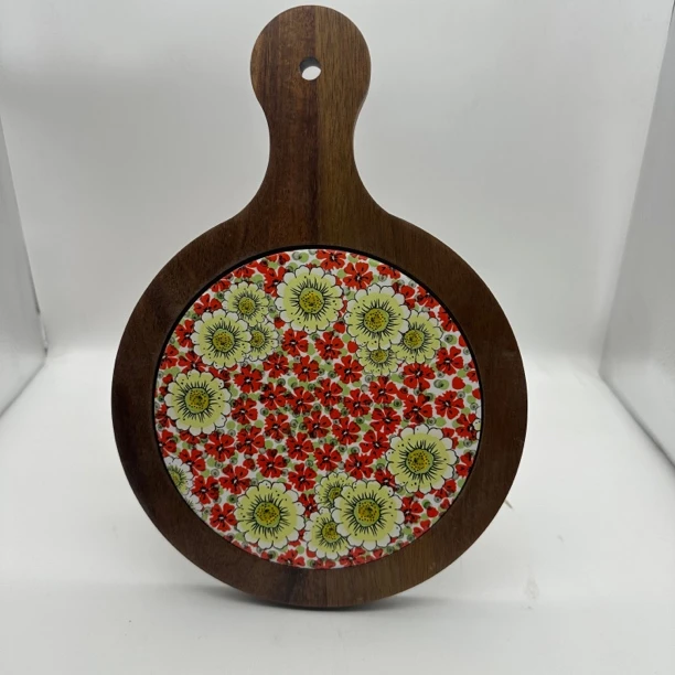 相思木防烫隔热餐桌垫陶瓷手绘隔热垫手工双耳点心盘