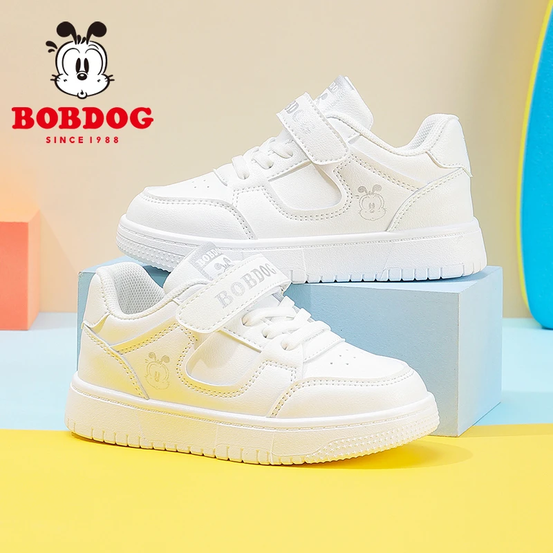 巴布豆女童小白鞋2025新款鞋子中大童儿童校园运动鞋男童白色板鞋