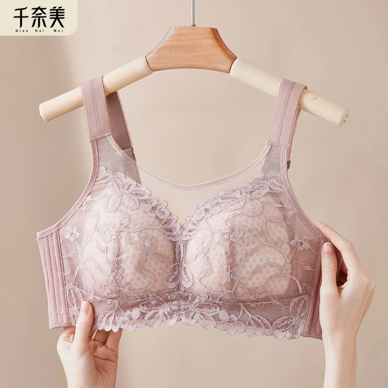 千奈美薄款内衣女大胸显小无钢圈文胸上托收副乳防走光抹胸款胸罩