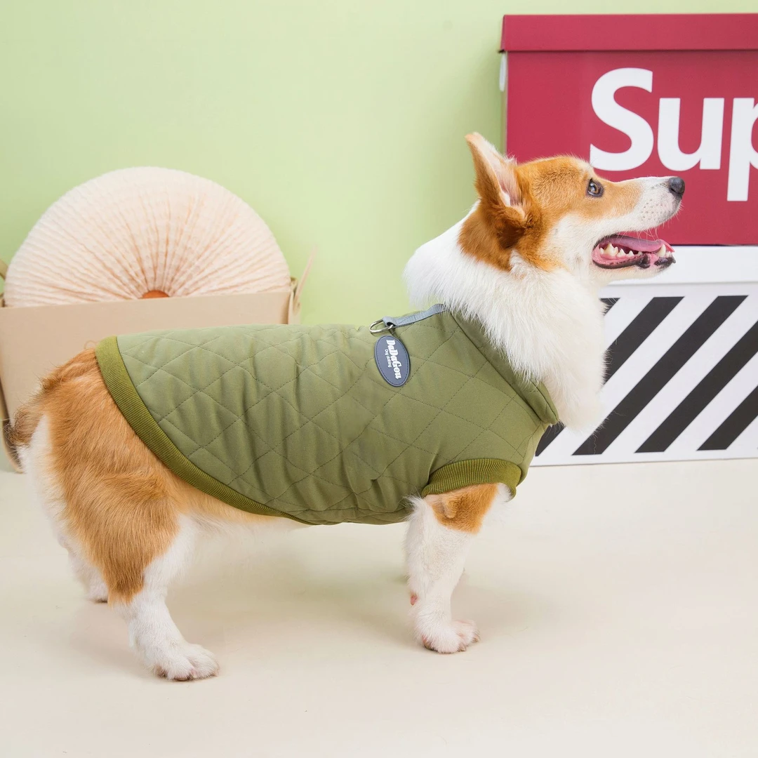 柯基腊肠狗狗衣服保暖加厚秋冬新款短腿狗宠物服装加绒菱形格棉衣