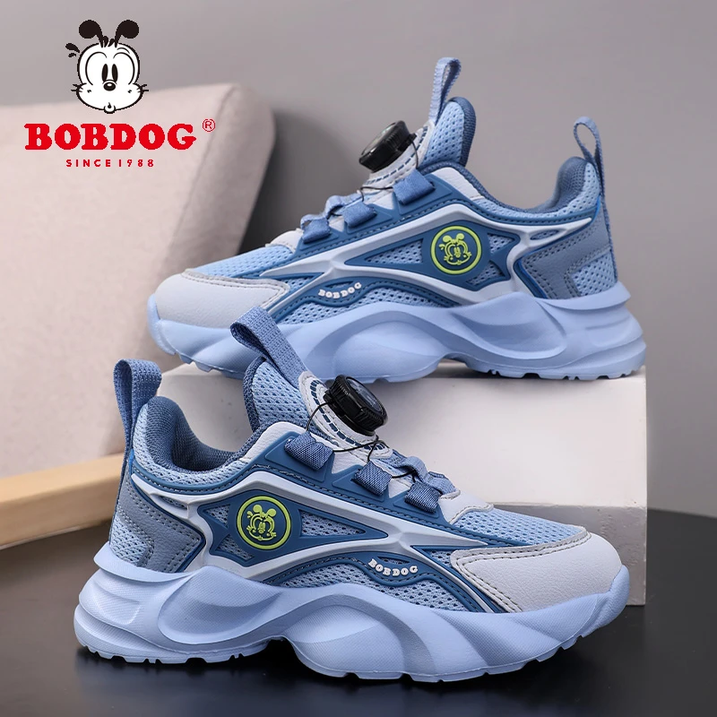 巴布豆男童鞋子休闲时尚2024春秋新款网面透气防滑软底儿童运动鞋