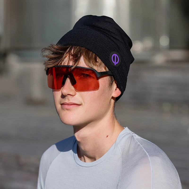 轻功热力方格针织帽速干秋冬户外跑步保暖针织帽子