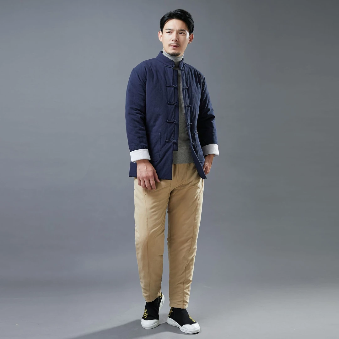 中式改良棉服男中青年唐装棉衣冬季加厚外套盘扣中国风古风棉袄男