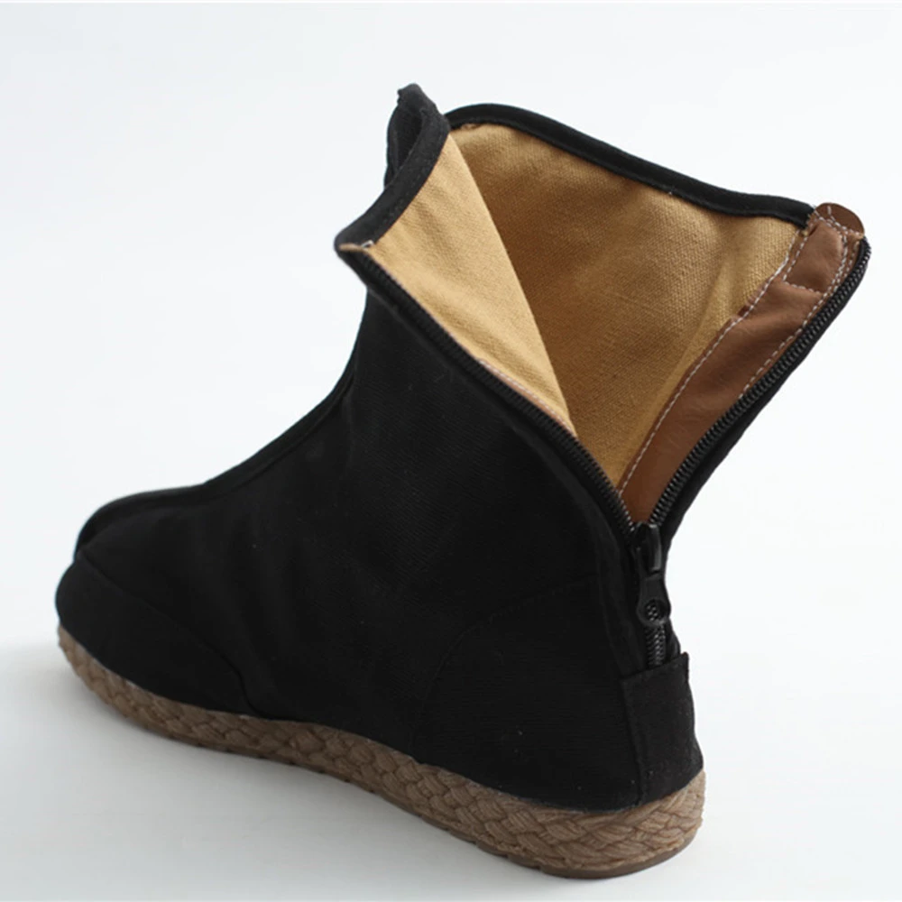 中国风复古单靴情侣款帆布靴舒适透气武侠潮靴休闲汉服鞋中筒官靴