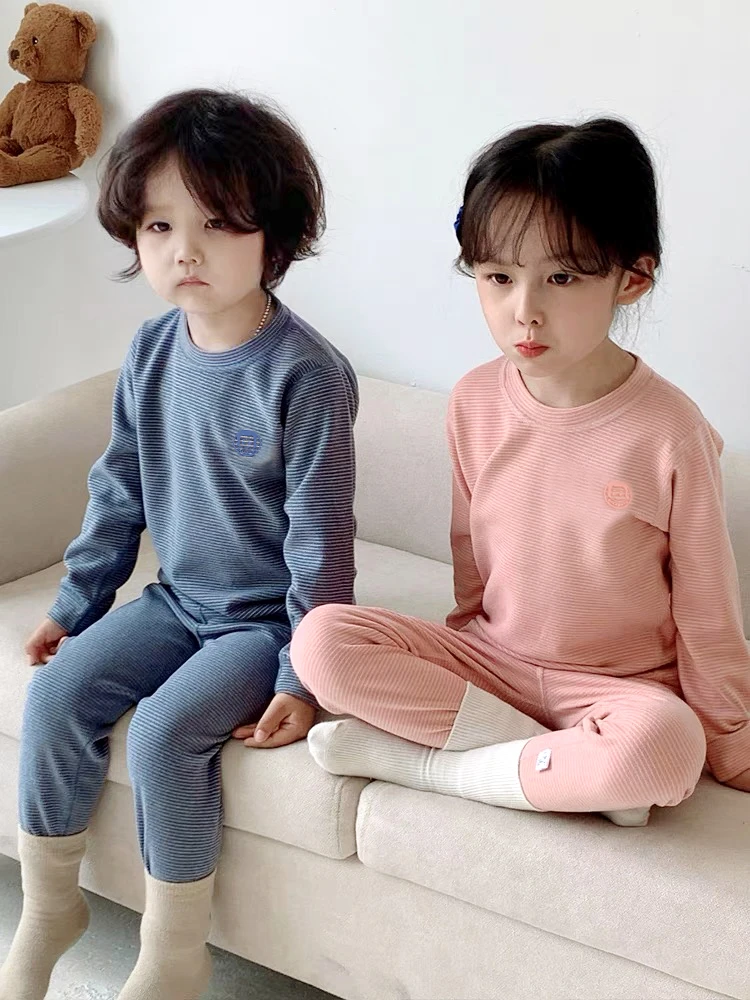 儿童秋衣套装内衣男童女童保暖春秋冬加绒加厚保暖打底