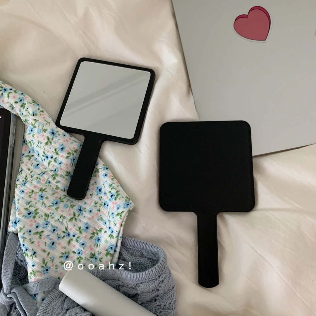 韩国ins风简约手柄镜子便捷补妆镜少女心小镜子手持化妆镜子