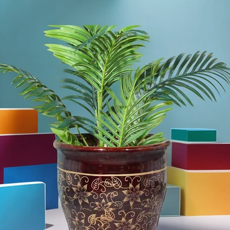 中式风焦糖色纯手工制作高温烧制落地特大号陶瓷大花盆