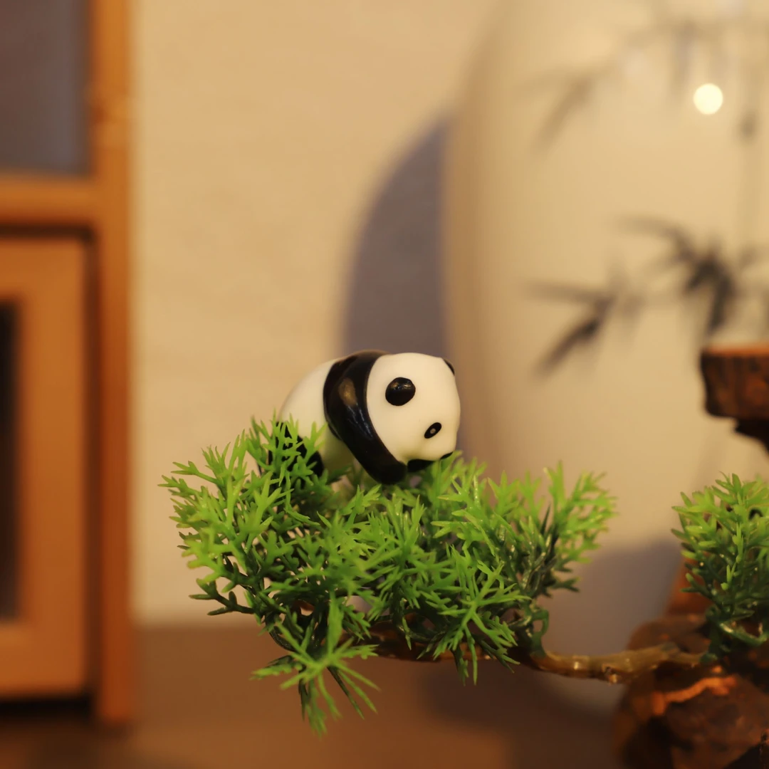 小马（升级版）中式可爱风小熊猫盖置盖托茶道摆件茶宠挂杯可爱风