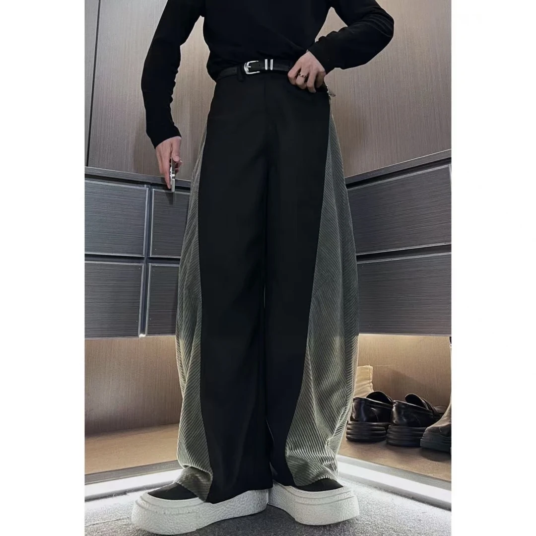 裤子6230男士加厚高品质TR拼接灯芯绒拼色松紧腰立体弯刀裤