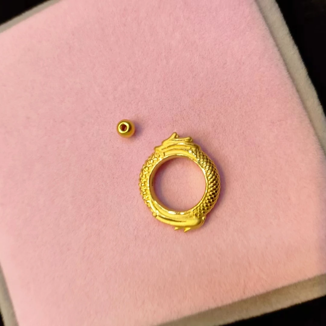 江凤珠宝足金999龙凤环吊坠黄金龙凤环