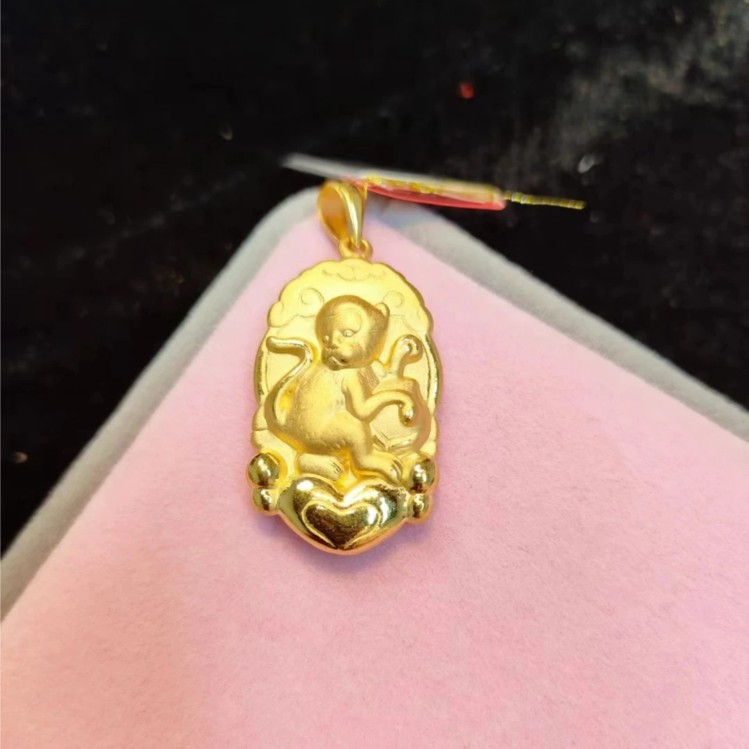 江凤珠宝足金999.9猴子吊坠黄金吊坠双面