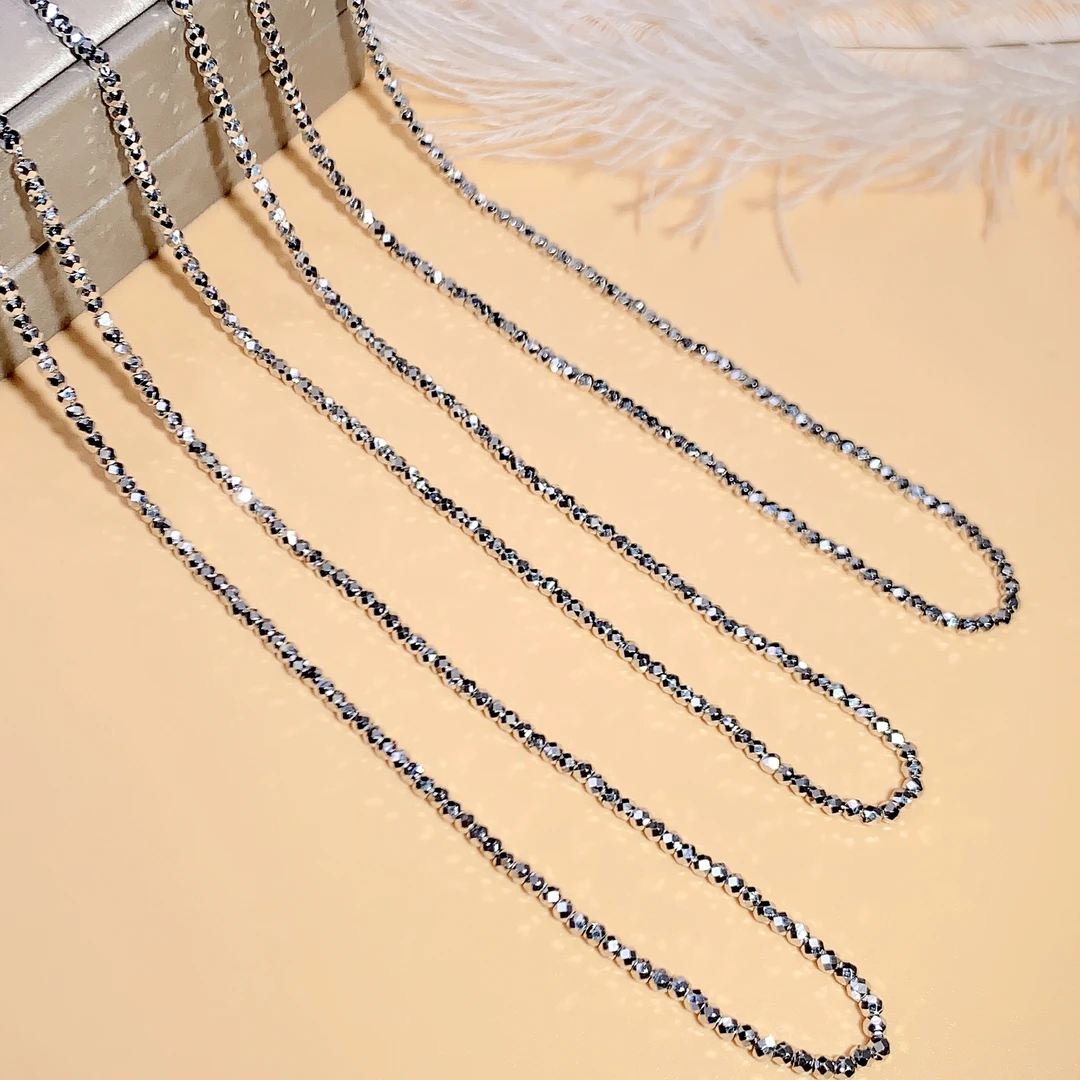 铂金pt950项链手工链长款可调蹦迪闪珠链面宽2.5毫米（多样性发一）