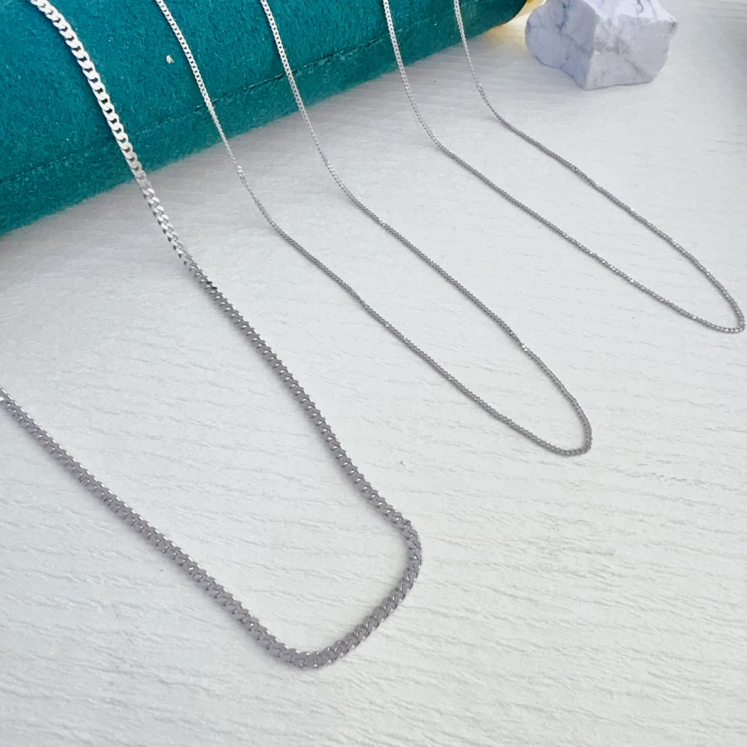 铂金pt950项链老板链侧身链古巴链扁链素链喜平链